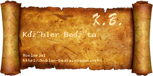 Kübler Beáta névjegykártya